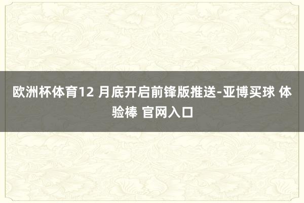 欧洲杯体育12 月底开启前锋版推送-亚博买球 体验棒 官网入口