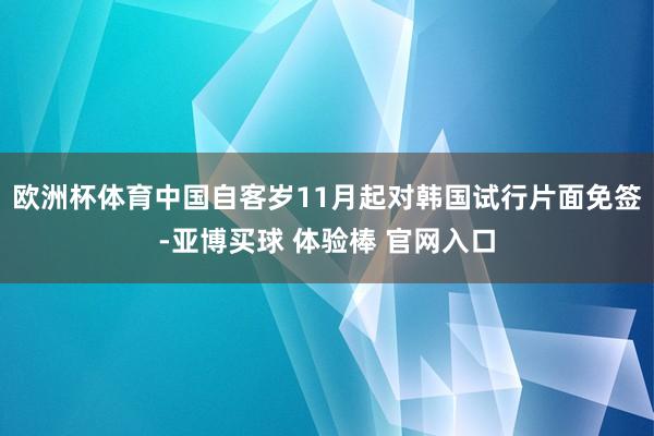 欧洲杯体育中国自客岁11月起对韩国试行片面免签-亚博买球 体验棒 官网入口