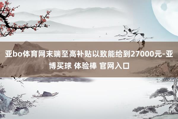 亚bo体育网末端至高补贴以致能给到27000元-亚博买球 体验棒 官网入口