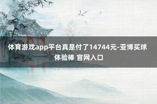 体育游戏app平台真是付了14744元-亚博买球 体验棒 官网入口