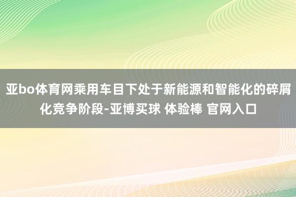 亚bo体育网乘用车目下处于新能源和智能化的碎屑化竞争阶段-亚博买球 体验棒 官网入口