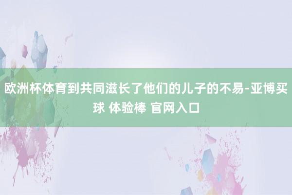 欧洲杯体育到共同滋长了他们的儿子的不易-亚博买球 体验棒 官网入口