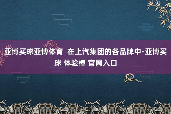 亚博买球亚博体育  在上汽集团的各品牌中-亚博买球 体验棒 官网入口