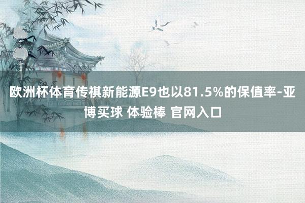 欧洲杯体育传祺新能源E9也以81.5%的保值率-亚博买球 体验棒 官网入口