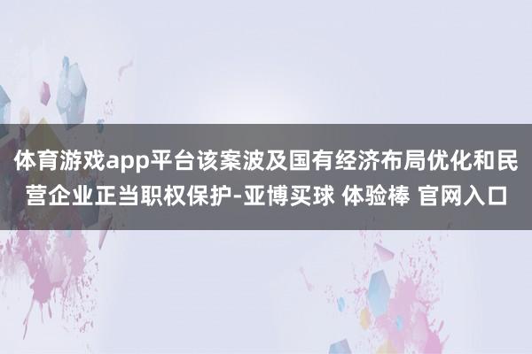 体育游戏app平台该案波及国有经济布局优化和民营企业正当职权保护-亚博买球 体验棒 官网入口