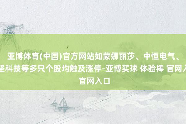 亚博体育(中国)官方网站如蒙娜丽莎、中恒电气、中坚科技等多只个股均触及涨停-亚博买球 体验棒 官网入口