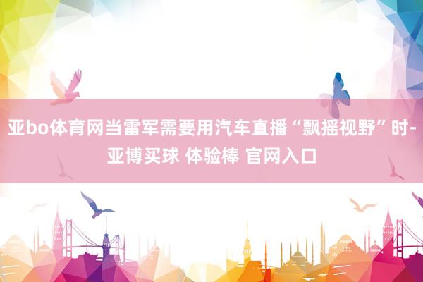 亚bo体育网当雷军需要用汽车直播“飘摇视野”时-亚博买球 体验棒 官网入口
